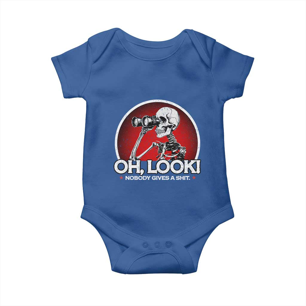 Oh Look Nobody Gives A Shit Baby Onesie Funny Sarcastic Humor Skeleton - Wonder Print Shop