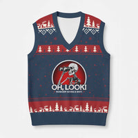 Oh Look Nobody Gives A Shit V-Neck Knit Sweater Vest Funny Sarcastic Humor Skeleton - Wonder Print Shop
