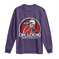 Oh Look Nobody Gives A Shit Long Sleeve Shirt Funny Sarcastic Humor Skeleton - Wonder Print Shop