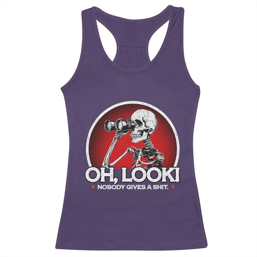 Oh Look Nobody Gives A Shit Racerback Tank Top Funny Sarcastic Humor Skeleton - Wonder Print Shop