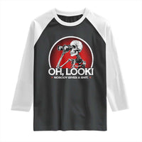 Oh Look Nobody Gives A Shit Raglan Shirt Funny Sarcastic Humor Skeleton - Wonder Print Shop