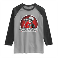 Oh Look Nobody Gives A Shit Raglan Shirt Funny Sarcastic Humor Skeleton - Wonder Print Shop