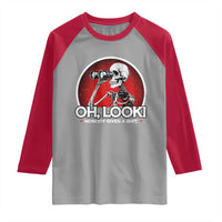 Oh Look Nobody Gives A Shit Raglan Shirt Funny Sarcastic Humor Skeleton - Wonder Print Shop