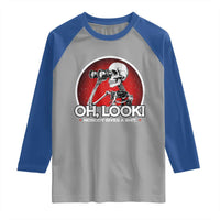Oh Look Nobody Gives A Shit Raglan Shirt Funny Sarcastic Humor Skeleton - Wonder Print Shop