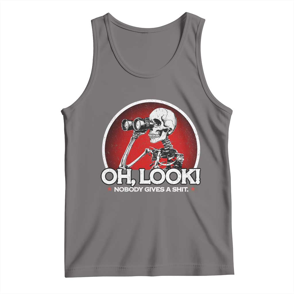 Oh Look Nobody Gives A Shit Tank Top Funny Sarcastic Humor Skeleton - Wonder Print Shop