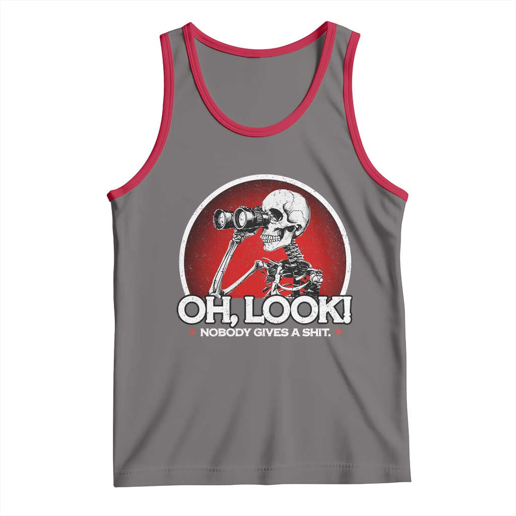 Oh Look Nobody Gives A Shit Tank Top Funny Sarcastic Humor Skeleton - Wonder Print Shop