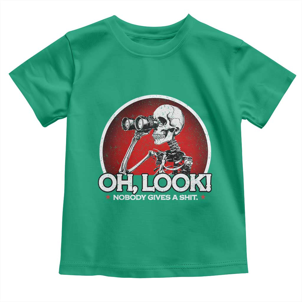 Oh Look Nobody Gives A Shit Toddler T Shirt Funny Sarcastic Humor Skeleton - Wonder Print Shop