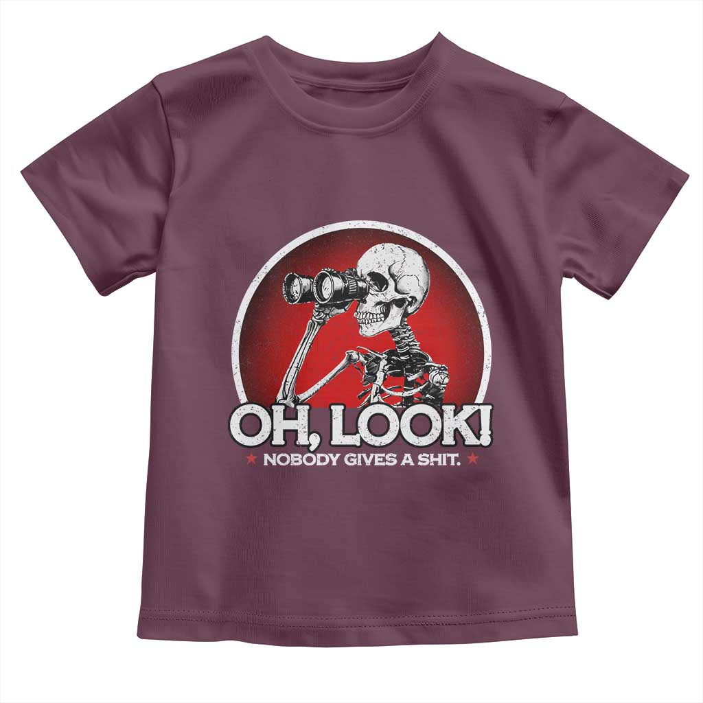 Oh Look Nobody Gives A Shit Toddler T Shirt Funny Sarcastic Humor Skeleton - Wonder Print Shop