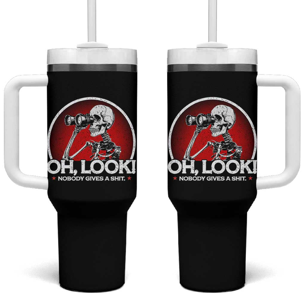 Oh Look Nobody Gives A Shit Tumbler With Handle Funny Sarcastic Humor Skeleton - Wonder Print Shop