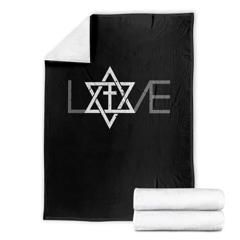 Love Jewish Messianic Christian Cross Star Of David Throw Blanket - Wonder Print Shop