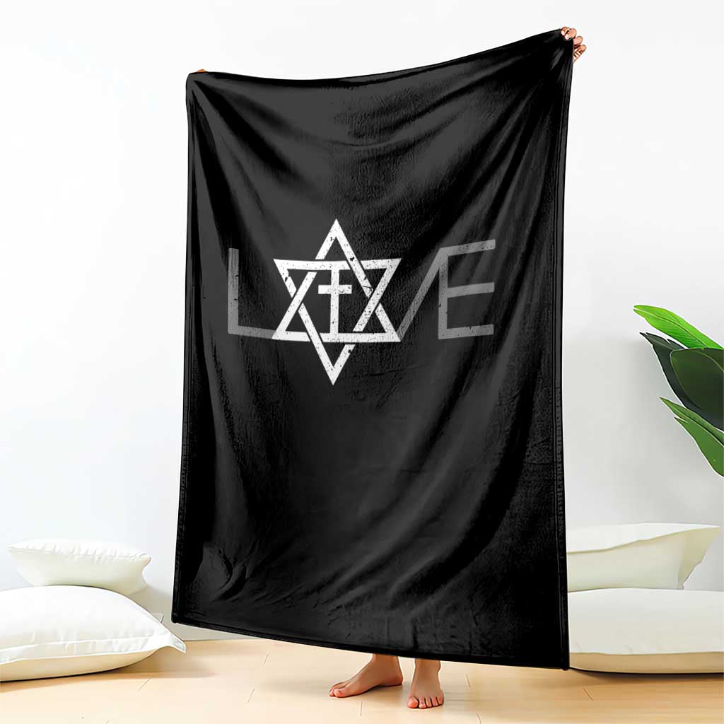 Love Jewish Messianic Christian Cross Star Of David Throw Blanket - Wonder Print Shop