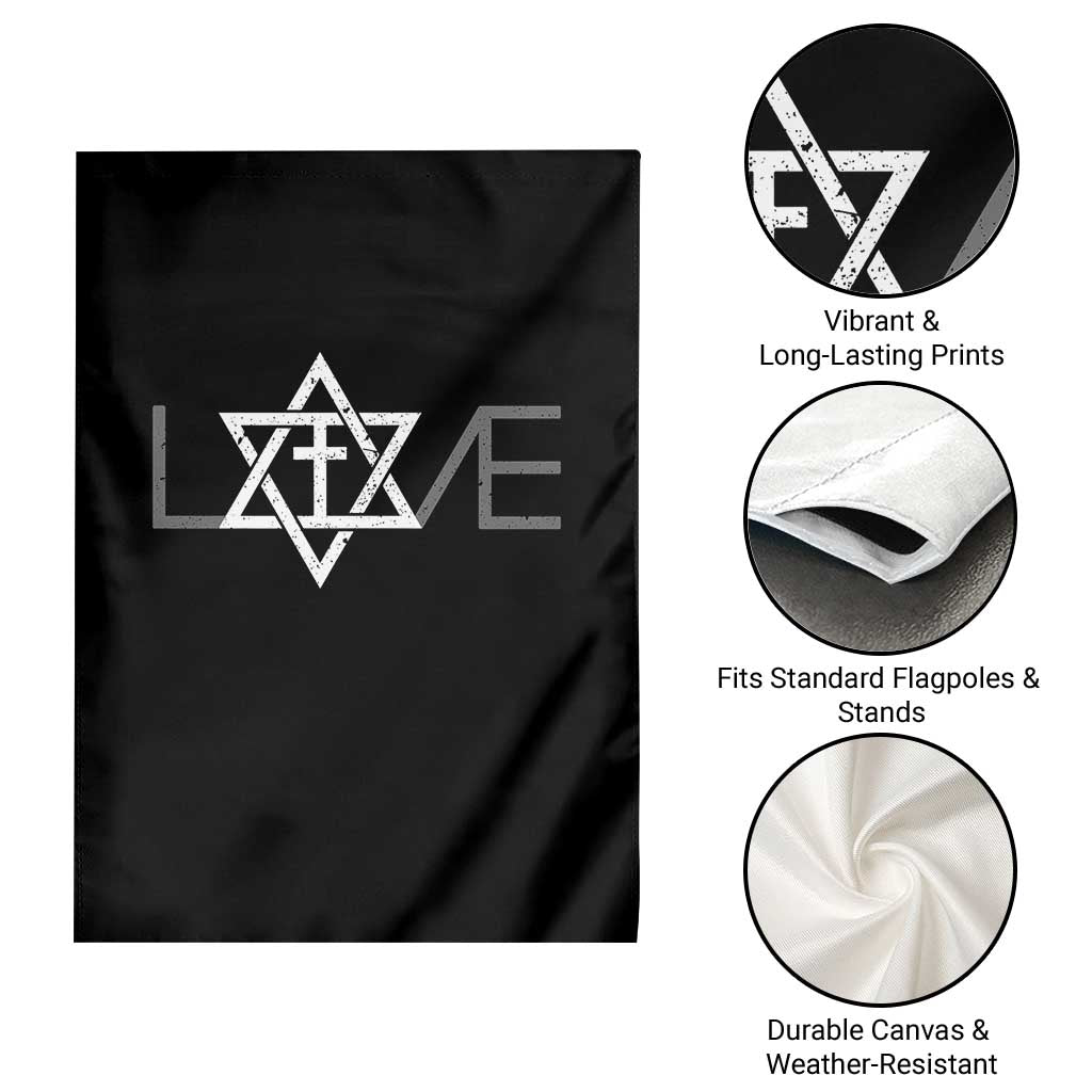 Love Jewish Messianic Christian Cross Star Of David Garden Flag - Wonder Print Shop