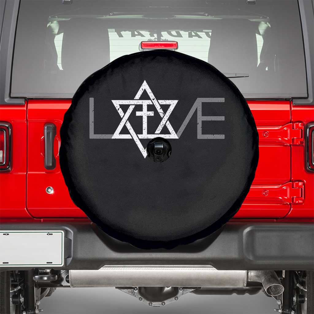 Love Jewish Messianic Christian Cross Star Of David Spare Tire Cover - Wonder Print Shop