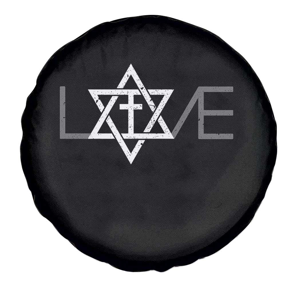 Love Jewish Messianic Christian Cross Star Of David Spare Tire Cover - Wonder Print Shop