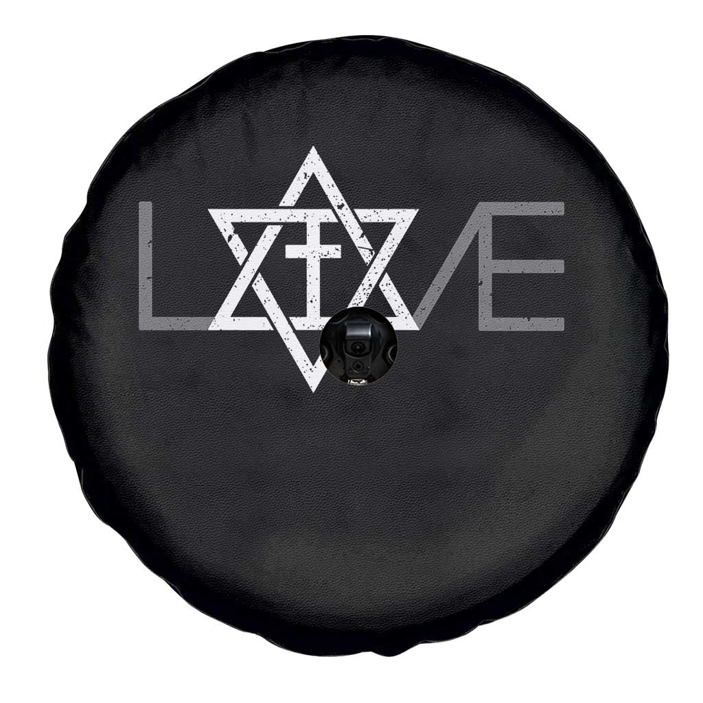 Love Jewish Messianic Christian Cross Star Of David Spare Tire Cover - Wonder Print Shop