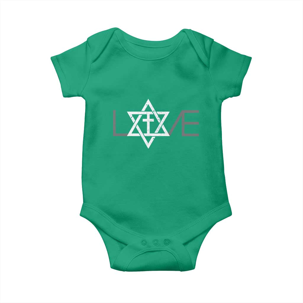 Love Jewish Messianic Christian Cross Star Of David Baby Onesie - Wonder Print Shop