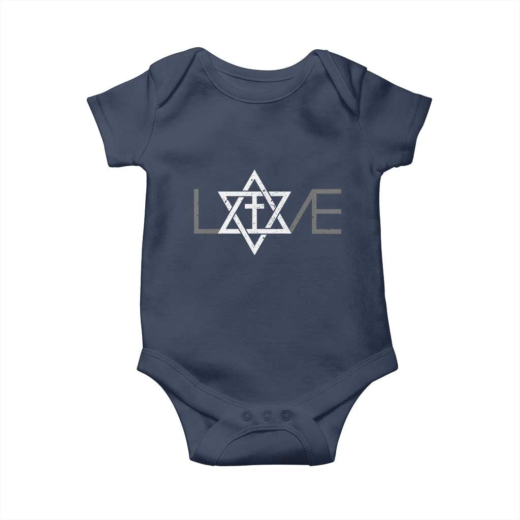 Love Jewish Messianic Christian Cross Star Of David Baby Onesie - Wonder Print Shop
