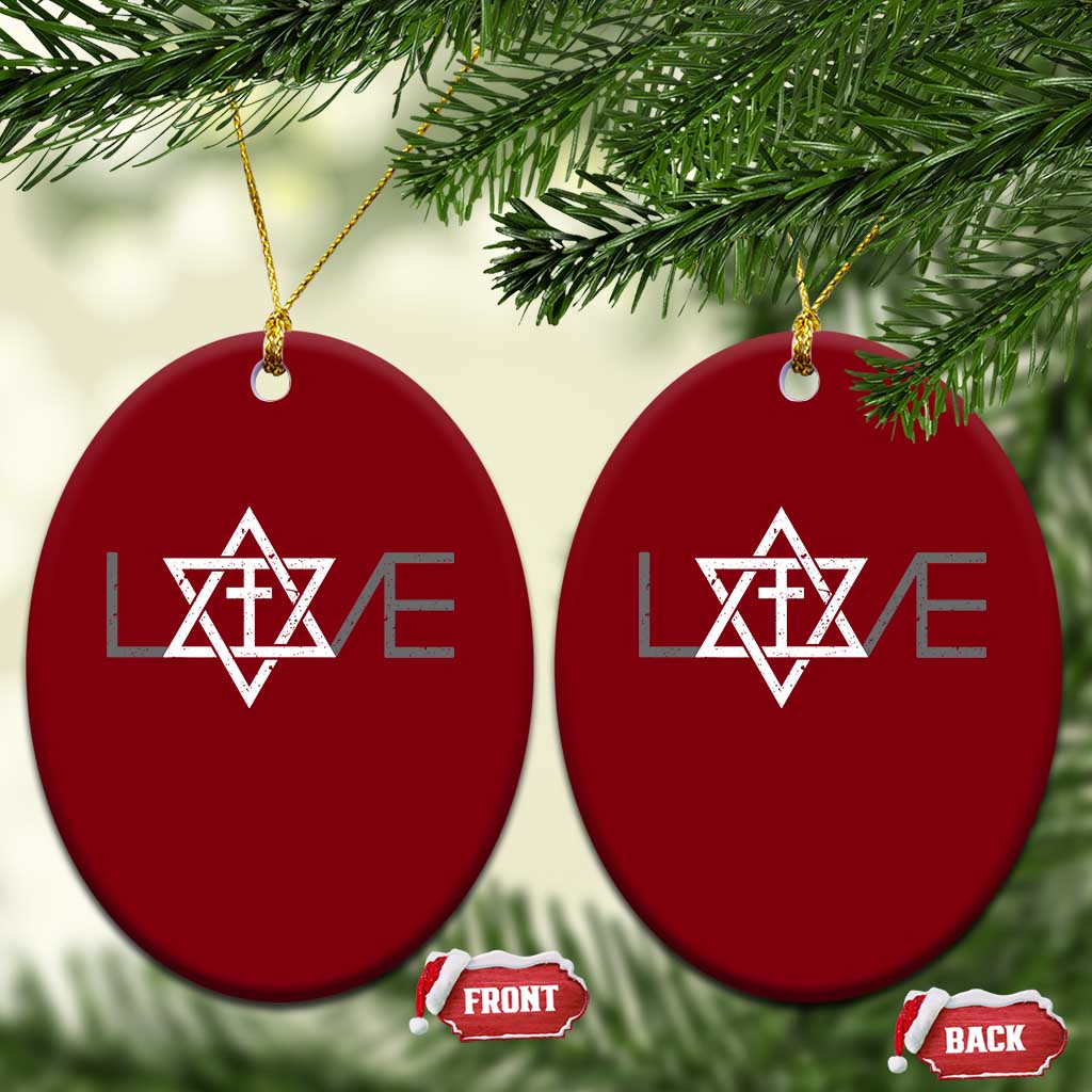 Love Jewish Messianic Christian Cross Star Of David Ceramic Ornament - Wonder Print Shop