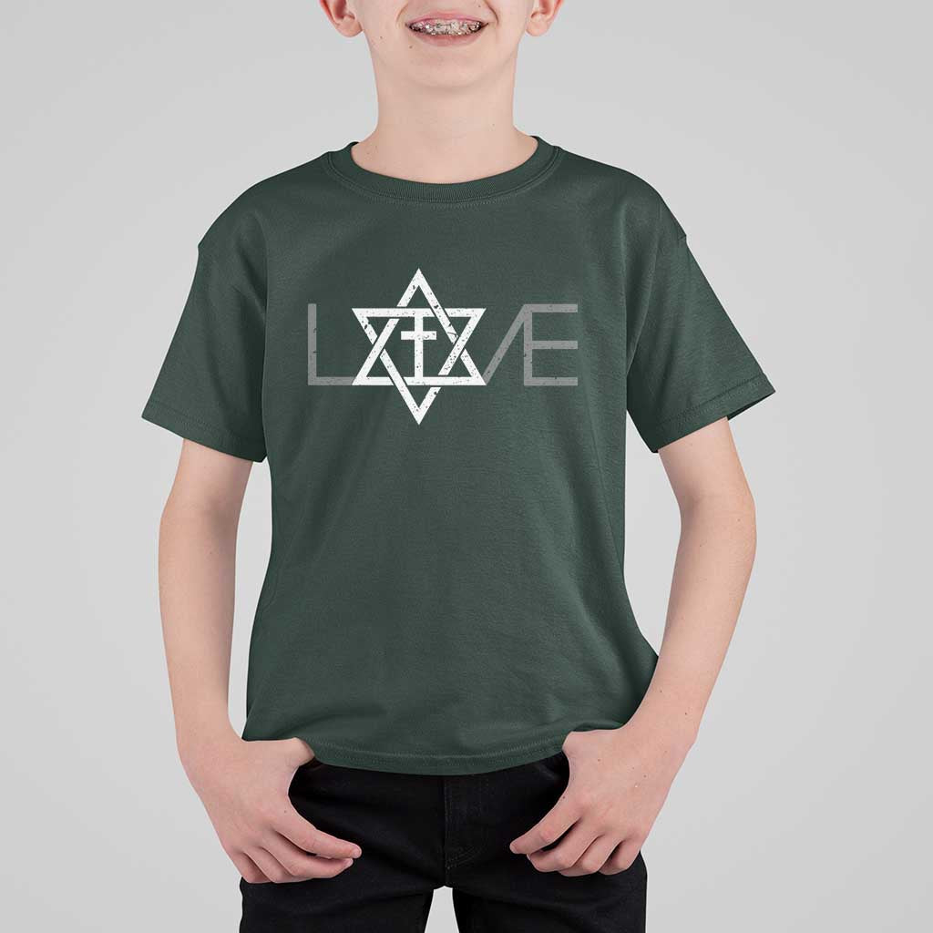 Love Jewish Messianic Christian Cross Star Of David T Shirt For Kid - Wonder Print Shop