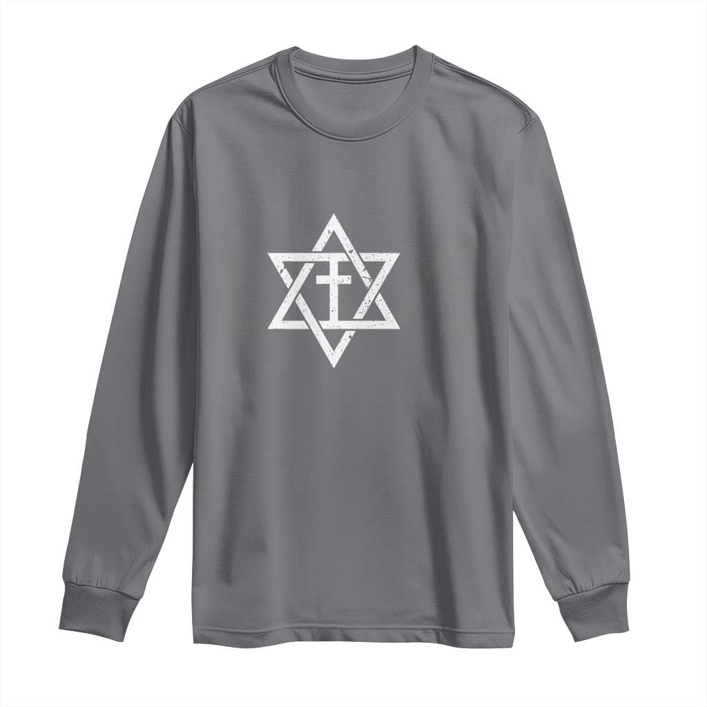 Love Jewish Messianic Christian Cross Star Of David Long Sleeve Shirt - Wonder Print Shop