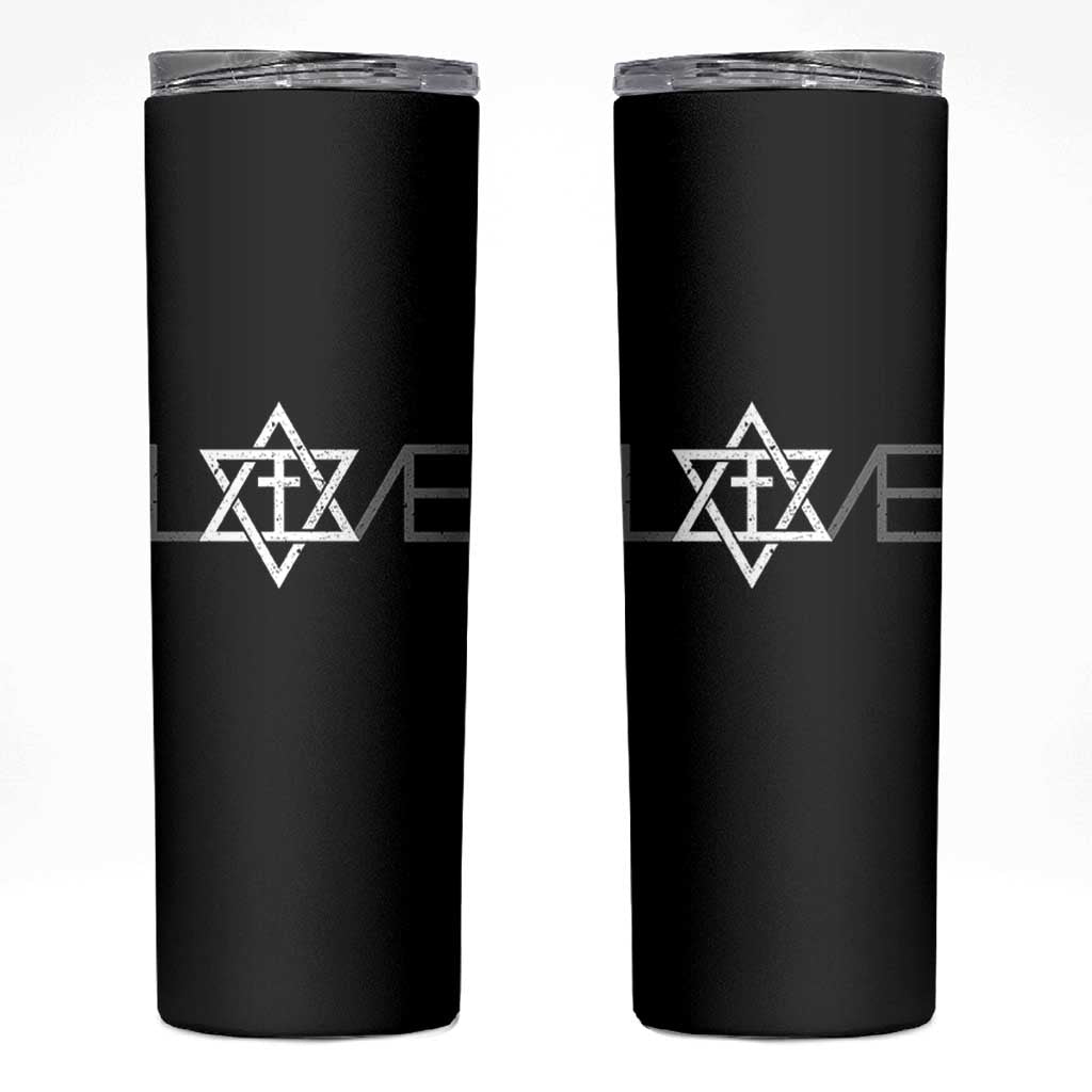 Love Jewish Messianic Christian Cross Star Of David Skinny Tumbler - Wonder Print Shop