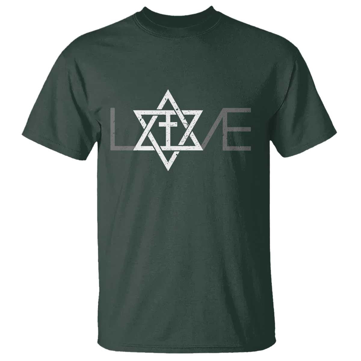 Love Jewish Messianic Christian Cross Star Of David T Shirt - Wonder Print Shop