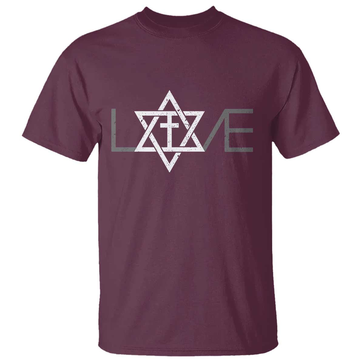 Love Jewish Messianic Christian Cross Star Of David T Shirt - Wonder Print Shop