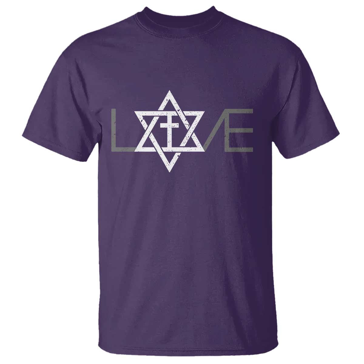 Love Jewish Messianic Christian Cross Star Of David T Shirt - Wonder Print Shop
