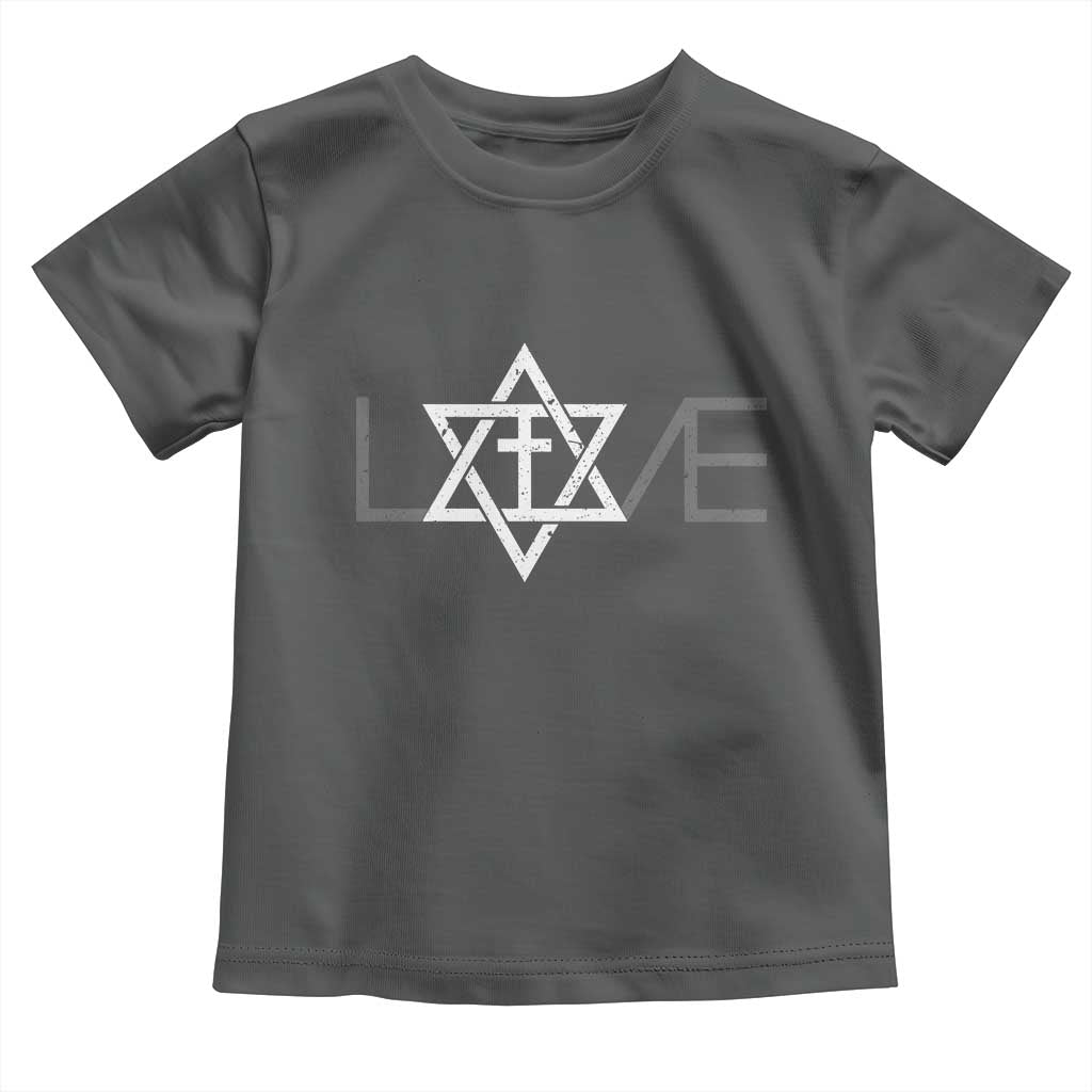 Love Jewish Messianic Christian Cross Star Of David Toddler T Shirt - Wonder Print Shop