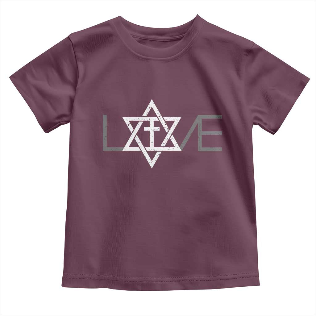 Love Jewish Messianic Christian Cross Star Of David Toddler T Shirt - Wonder Print Shop