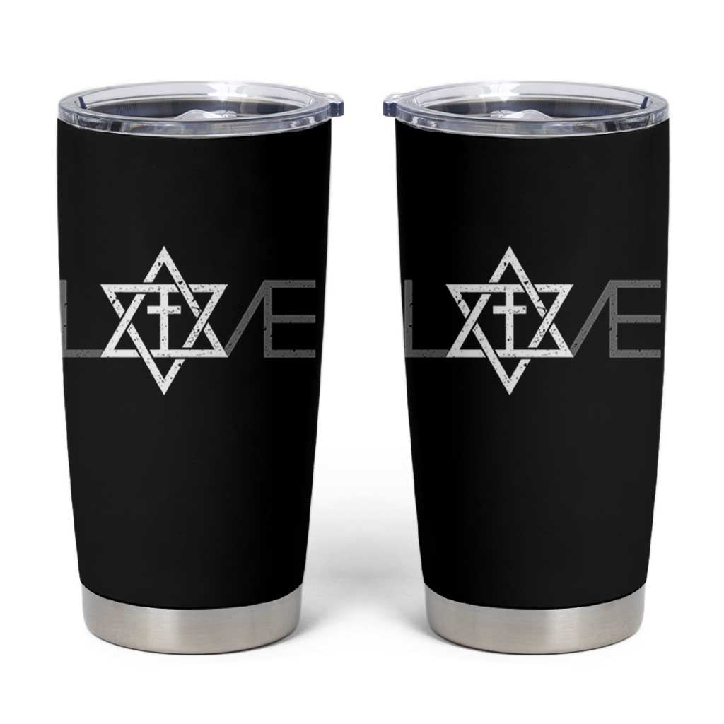 Love Jewish Messianic Christian Cross Star Of David Tumbler Cup - Wonder Print Shop