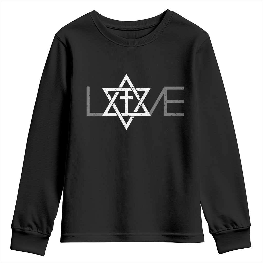 Love Jewish Messianic Christian Cross Star Of David Youth Sweatshirt - Wonder Print Shop