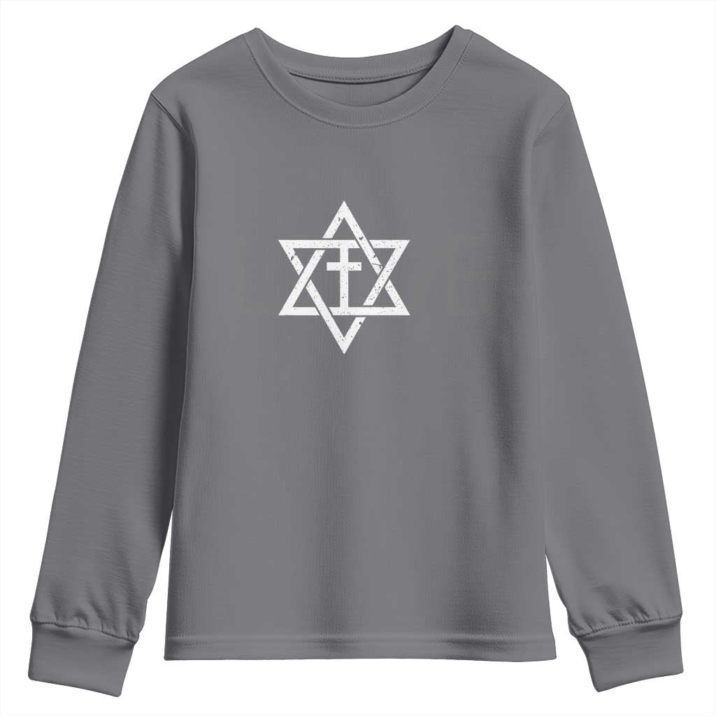 Love Jewish Messianic Christian Cross Star Of David Youth Sweatshirt - Wonder Print Shop