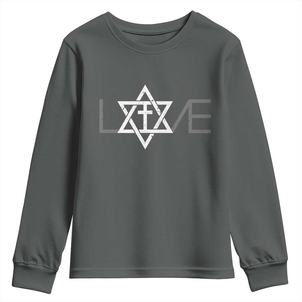 Love Jewish Messianic Christian Cross Star Of David Youth Sweatshirt - Wonder Print Shop
