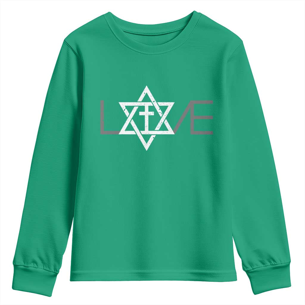 Love Jewish Messianic Christian Cross Star Of David Youth Sweatshirt - Wonder Print Shop
