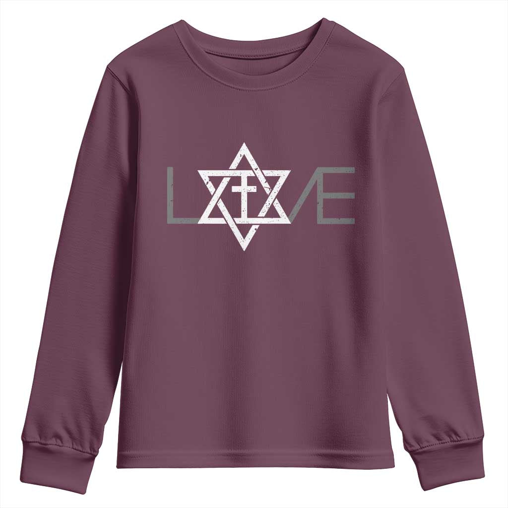 Love Jewish Messianic Christian Cross Star Of David Youth Sweatshirt - Wonder Print Shop