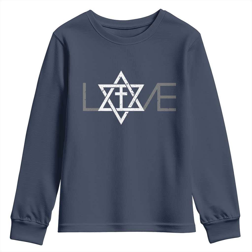 Love Jewish Messianic Christian Cross Star Of David Youth Sweatshirt - Wonder Print Shop