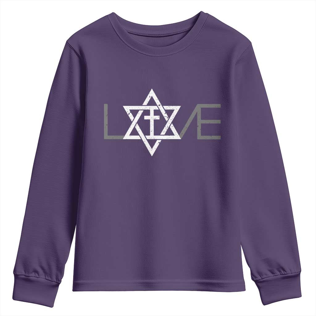 Love Jewish Messianic Christian Cross Star Of David Youth Sweatshirt - Wonder Print Shop