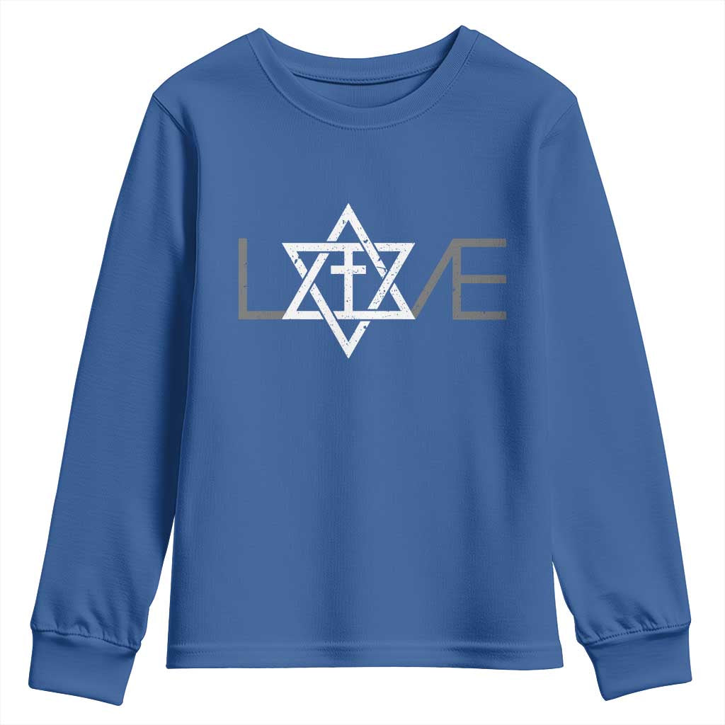 Love Jewish Messianic Christian Cross Star Of David Youth Sweatshirt - Wonder Print Shop