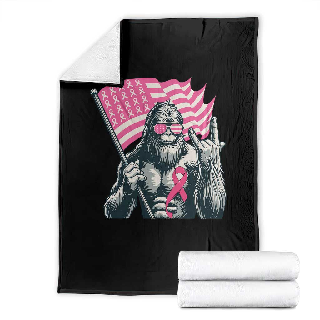 Funny Bigfoot Breast Cancer Awareness Throw Blanket Sasquatch Pink Ribbon - Wonder Print Shop