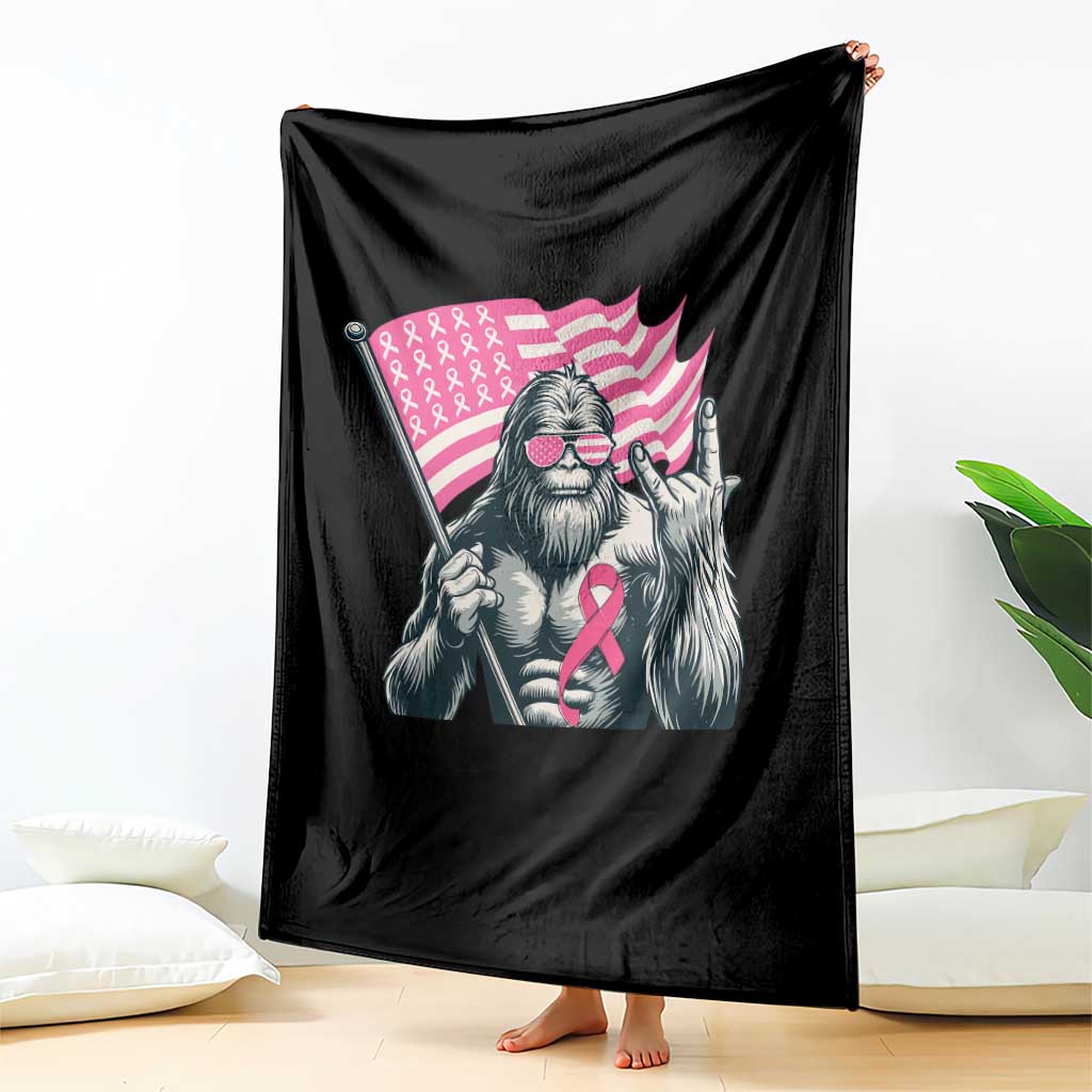 Funny Bigfoot Breast Cancer Awareness Throw Blanket Sasquatch Pink Ribbon - Wonder Print Shop