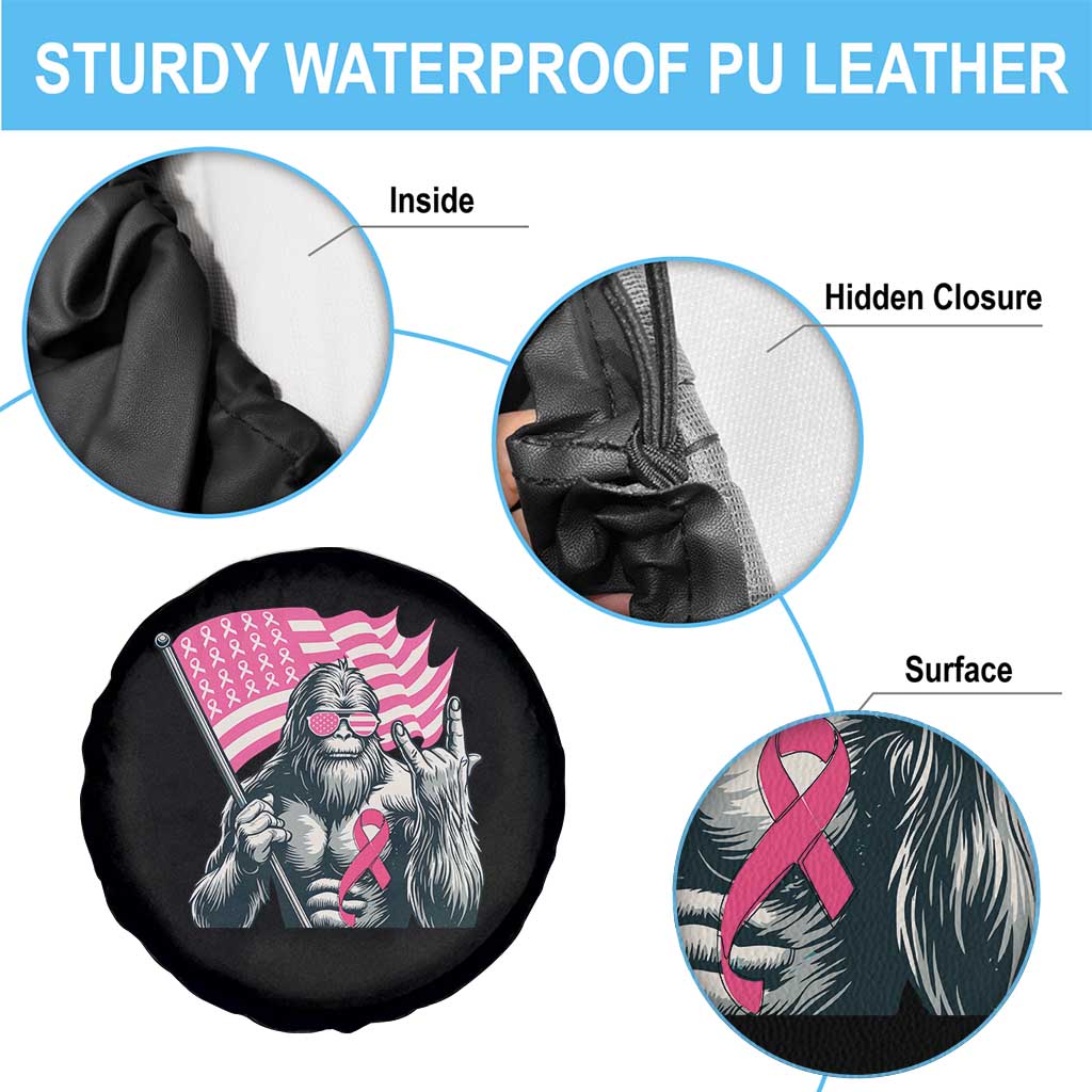 Funny Bigfoot Breast Cancer Awareness Spare Tire Cover Sasquatch Pink Ribbon - Wonder Print Shop