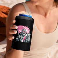Funny Bigfoot Breast Cancer Awareness 4 in 1 Can Cooler Tumbler Sasquatch Pink Ribbon - Wonder Print Shop