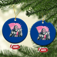 Funny Bigfoot Breast Cancer Awareness Ceramic Ornament Sasquatch Pink Ribbon - Wonder Print Shop