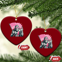 Funny Bigfoot Breast Cancer Awareness Ceramic Ornament Sasquatch Pink Ribbon - Wonder Print Shop