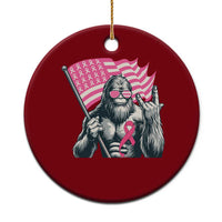 Funny Bigfoot Breast Cancer Awareness Ceramic Ornament Sasquatch Pink Ribbon - Wonder Print Shop