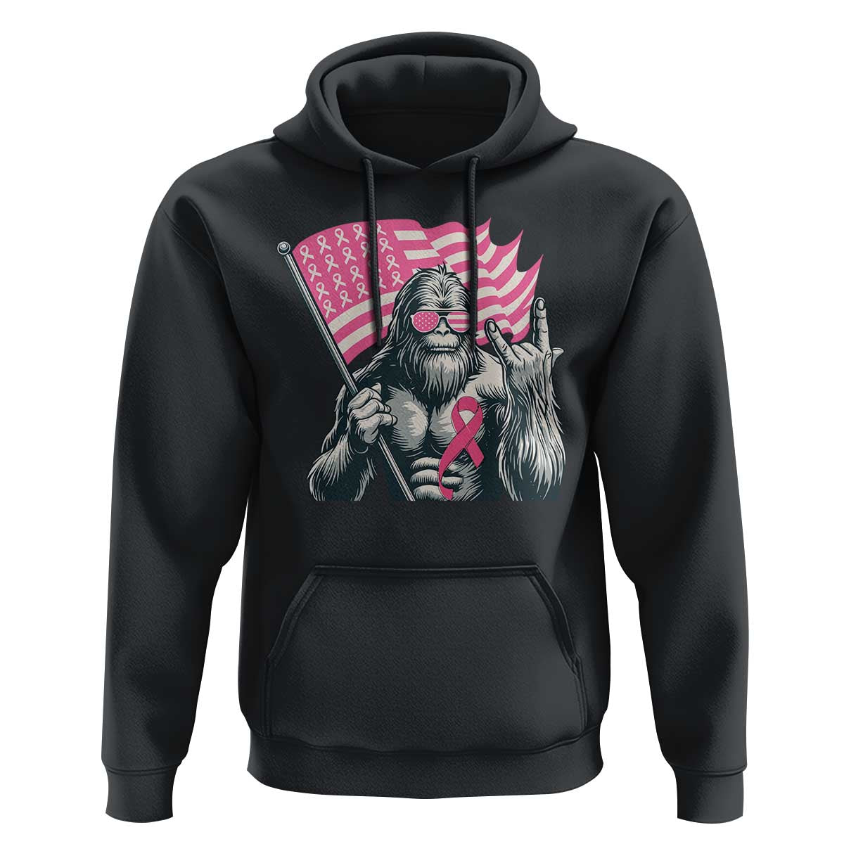 Funny Bigfoot Breast Cancer Awareness Hoodie Sasquatch Pink Ribbon - Wonder Print Shop