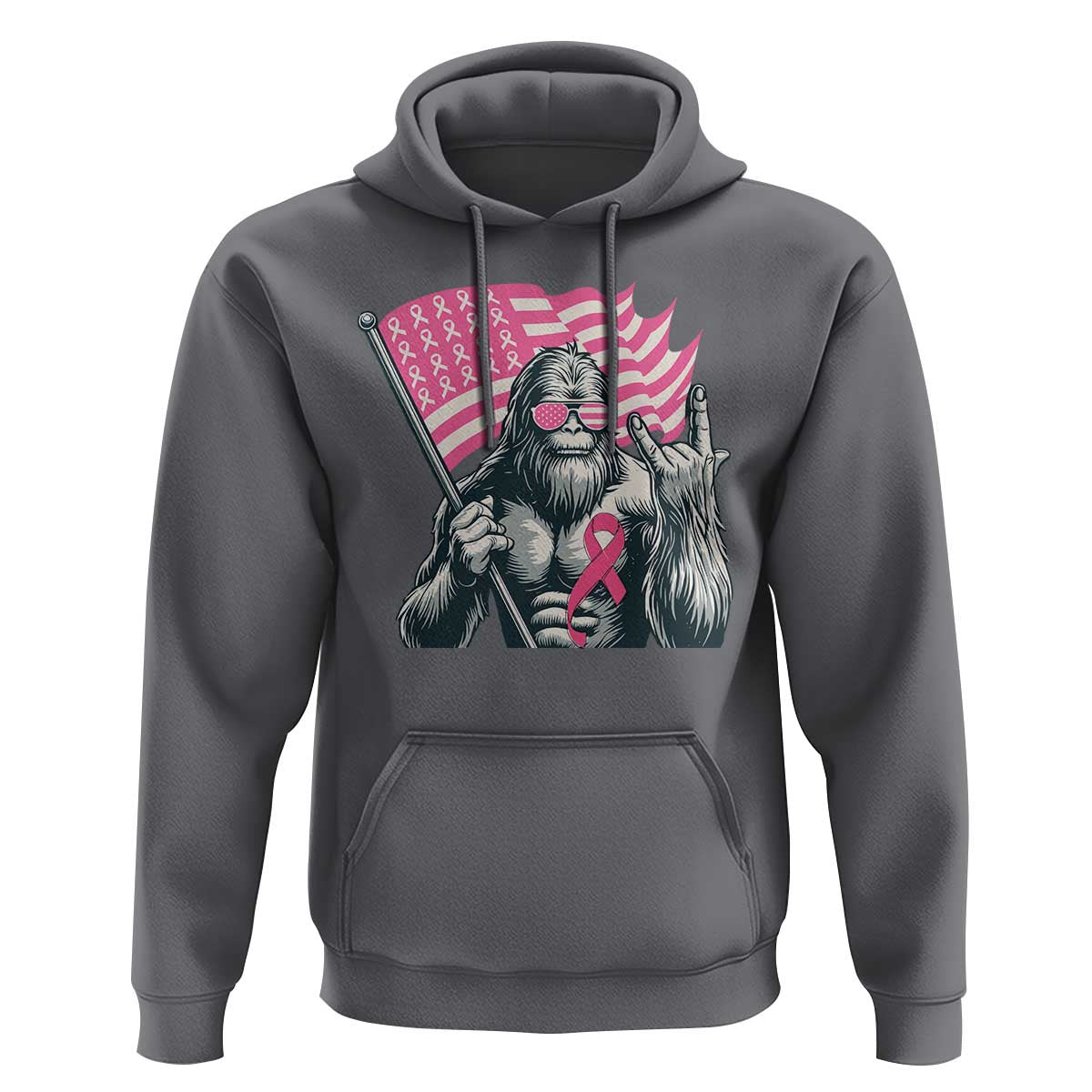 Funny Bigfoot Breast Cancer Awareness Hoodie Sasquatch Pink Ribbon - Wonder Print Shop