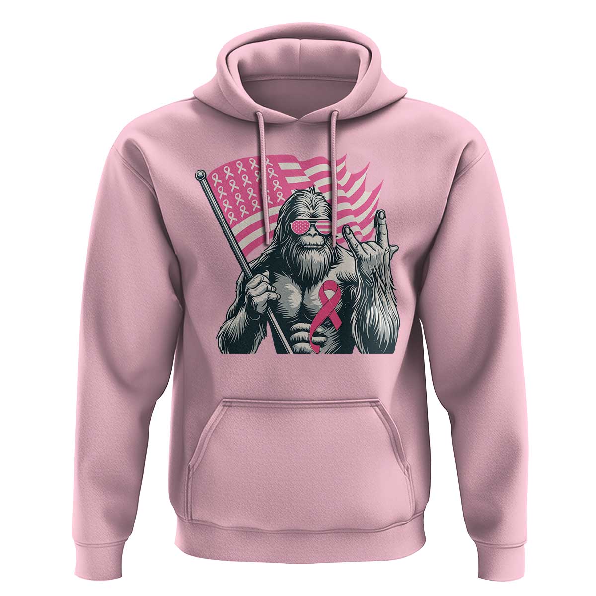 Funny Bigfoot Breast Cancer Awareness Hoodie Sasquatch Pink Ribbon - Wonder Print Shop