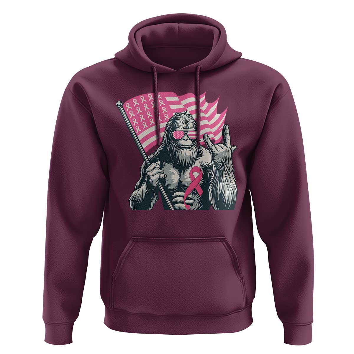 Funny Bigfoot Breast Cancer Awareness Hoodie Sasquatch Pink Ribbon - Wonder Print Shop